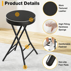 TAVR Folding Stool，26.4 Inch Collapsible Stool with Safety Lock | Tall Folding Counter Bar Stool, Portable PU Leather Stool Chair for Kitchen, Balcony, Camping, Fishing & Outdoor Indoor Use