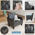 Black Faux Leather Accent Chairs Set of 2 with Arms, Waiting Room, Modern