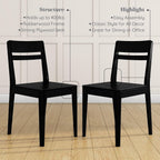 Grain & Grove Crew Dining Chair, Set of 2, Solid Rubberwood Frame, Engineered Wood Seat, Comfortable Backrest, Easy Assembly, Durable Wooden Kitchen & Dining Room Chair, Black