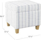 HomePop Home Decor | K7342-F2359 |Classic Square Storage Ottoman with Lift Off Lid | Ottoman with Storage for Living Room & Bedroom, Blue Stripe Large