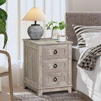 Joaxswe Farmhouse Nightstand Set 2, 18'' End Table | Sofa Bed Side Table with 3 Drawers, Oak Night Stand Cabinet for Organizer Bedroom Living Room