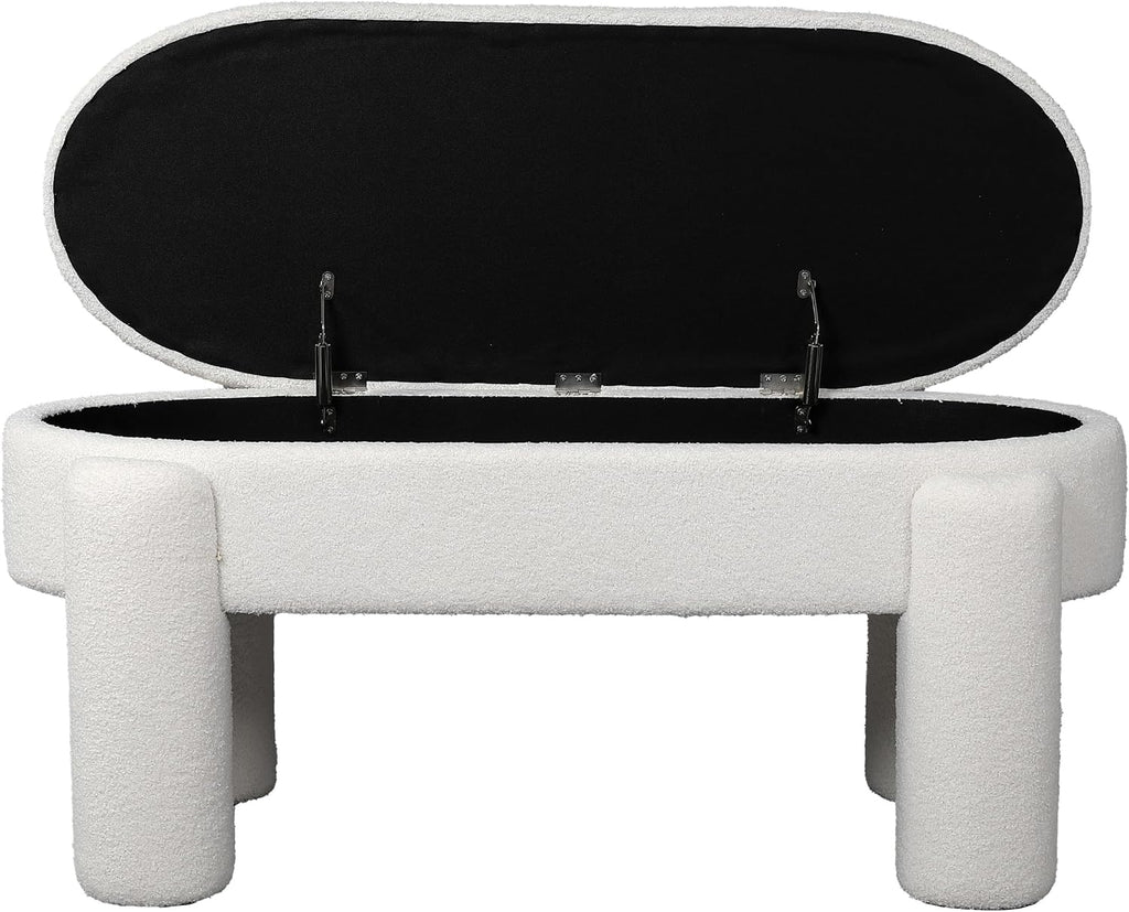 BIRDROCK HOME Sherpa Upholstered Storage Bench | Cozy Seat with Soft Sherpa Cushion, Versatile for Living Room, Bedroom, or Entryway Ottoman | Sturdy Design, 45” L x 20.5” W x 20” H