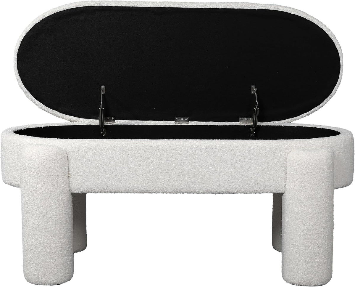 BIRDROCK HOME Sherpa Upholstered Storage Bench | Cozy Seat with Soft Sherpa Cushion, Versatile for Living Room, Bedroom, or Entryway Ottoman | Sturdy Design, 45” L x 20.5” W x 20” H