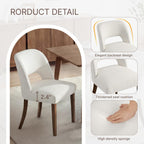 KISLOT Upholstered Dining Chairs Set of 2, Modern Armless Kitchen Chairs with Solid Wood Legs, Boucle Fabric, Sturdy Spring Structure, Comfortable Padded Dining Room Chairs, Cream