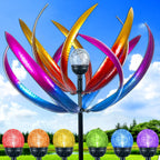 Wind Spinners Outdoor for Yard and Garden - Wind Sculptures & Spinners - 70 Inch Wind Spinner with Solar Powered Multi-Color Glass Ball Light for Yard Garden Backyard Lawn Decorations