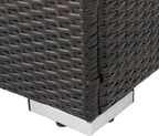 roomfitters Outdoor Wicker Ottoman with Cushion for Stylish Patio Furniture, Versatile Garden Footrest or Extra Seating, Comfortable and Durable, Beige