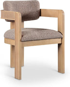 Meridian Furniture Sacha Collection Art Deco Dining Chair, Solid Fluted Wood, 22.5" W x 22" D x 31" H, Set of 2 (Brown, Natural Finish, Velvet)