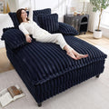 WESTSETLUX 54.8" W Oversized Chaise Lounge Chair Indoor with 5-Position Adjustable Backrest, Plush Sleeper Sofa Bed with Pillows, Upholstered Cloud Couch Chair for Living Room, Study Room, Navy Blue