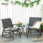 Outsunny Porch Glider Set of 2 Steel Frame Black | Swing Glider Chair, Breathable Mesh Fabric, Curved Armrests, for Garden, Poolside, Backyard, Balcony