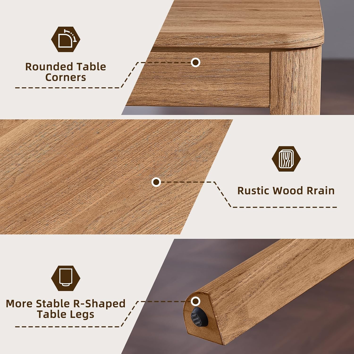 Joaxswe Farmhouse Nesting Tables Set of 3, Brown | Nesting Side Tables with Rounded Corners & 4 Thickened Table Legs & Foldable