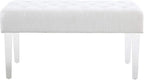 Linon Ella Glitz Acrylic Leg Bench, 35"Wx17"Dx18"H, White