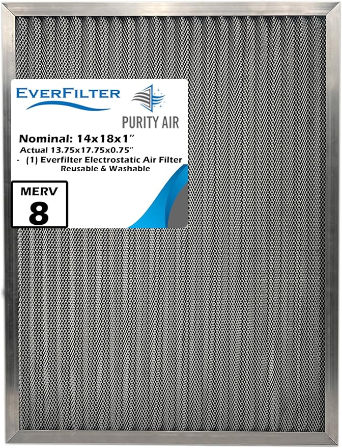 14x18x1 Electro-static Air Filter (1-Ct) AC Furnace Filter, Reusable & Washable 4-Stage Electrostatic Filter for Residential and Commerical HVAC (Actual Size: 13.75 x 17.75 x 0.75 Inches)