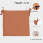Outdoor Chair Cushions Set of 4,350GSM Fabric,Water-Resistant UV Resistant Weather Resistant with YKK Zippers, Square Corner Patio Chair Cushions with Ties, 20"x20"x3.1",Tangerine