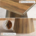 Tribesigns Square Dining Table for 4, 31.5-Inch Farmhouse Kitchen Table with Sturdy Pedestal Base for Kitchen & Dining Room & Living Room (Rustic Brown)