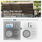 PHI VILLA Metal Patio Sofa with 5.75" Extra-Thick Waterproof Cushion, 3 Seater Deep Seat & High Back Outdoor Couch, All Weather Porch Furniture for Deck Backyard Front Porch Apartment,Beige