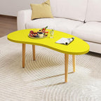 Mango Coffee Table Low Table with 4 Solid Wood Sturdy Legs, Floor Table Desk for Sitting on The Floor, Storage and Living Room Furniture (Yellow)