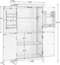 43.3" Tall Kitchen Storage Cabinet with Doors, Freestanding Pantry Cabinet with Hanging Shelves& Adjustable Shelves, Large Space Wooden Farmhouse Cupboard for Kitchen, Dining Room& Living Room (Black)
