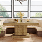 Tribesigns 63'' Dining Table for 4-6, Farmhouse Wooden Rectangular Dinner Table with Geometric Relief, Pedestal Base (Natural Brown)
