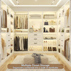 Unikito 25" Closet System with 3 Drawers and Mirror, Wardrobe, White | Freestanding storage shelves organizer, sturdy wood walk-in closet systems for small closets, 25" W x 16" D x 80" H.