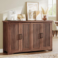 Memobarco Fluted Buffet Cabinet with Storage Accent Sideboard,Modern Credenza with 4 Doors & Adjustable Shelves,Wood Coffee Bar Table Console for Dining Room Kitchen Living Room Entryway, Walnut
