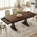 Garvee 71-Inch Dining Table with 2 Drawers,Rectangular Dining Table for 6-8 with Double Pedestal & Sturdy Frame, Industrial Wooden Kitchen Table with Large Tabletop, for Dinner, Walnut