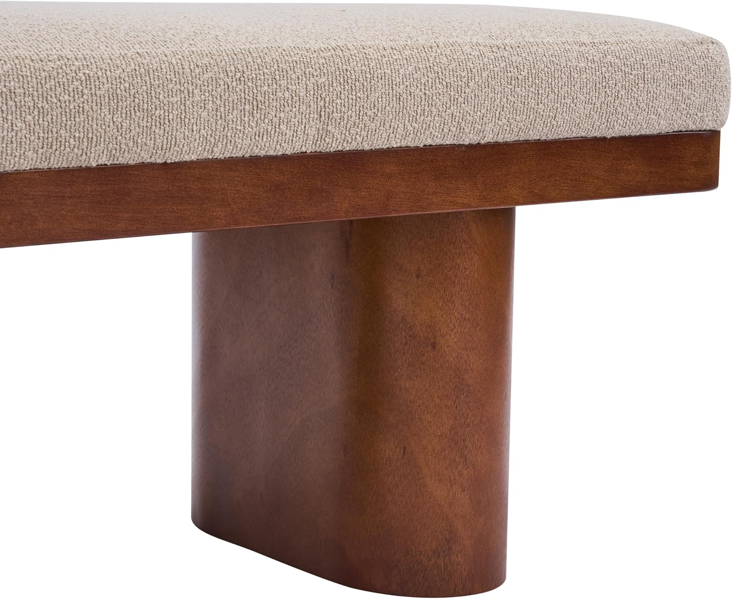 Christopher Knight Home 55" Chenille Upholstered Bench with Solid Rubber Wood Legs, Modern Farmhouse Bedroom Bench, Padded Entryway Bench Seat, Dining Bench for Living Room End of Bed, Light Brown