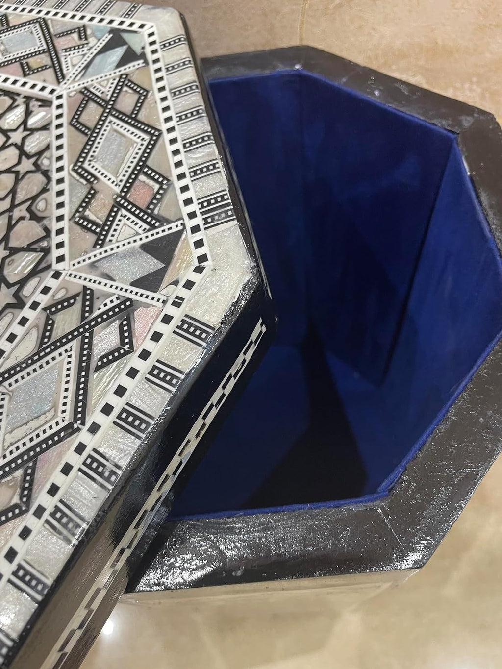 Morrocan Table Design Mother of Pearl Inlaid,Arabic Side Corner cofee Table for Living Room (Classic B)