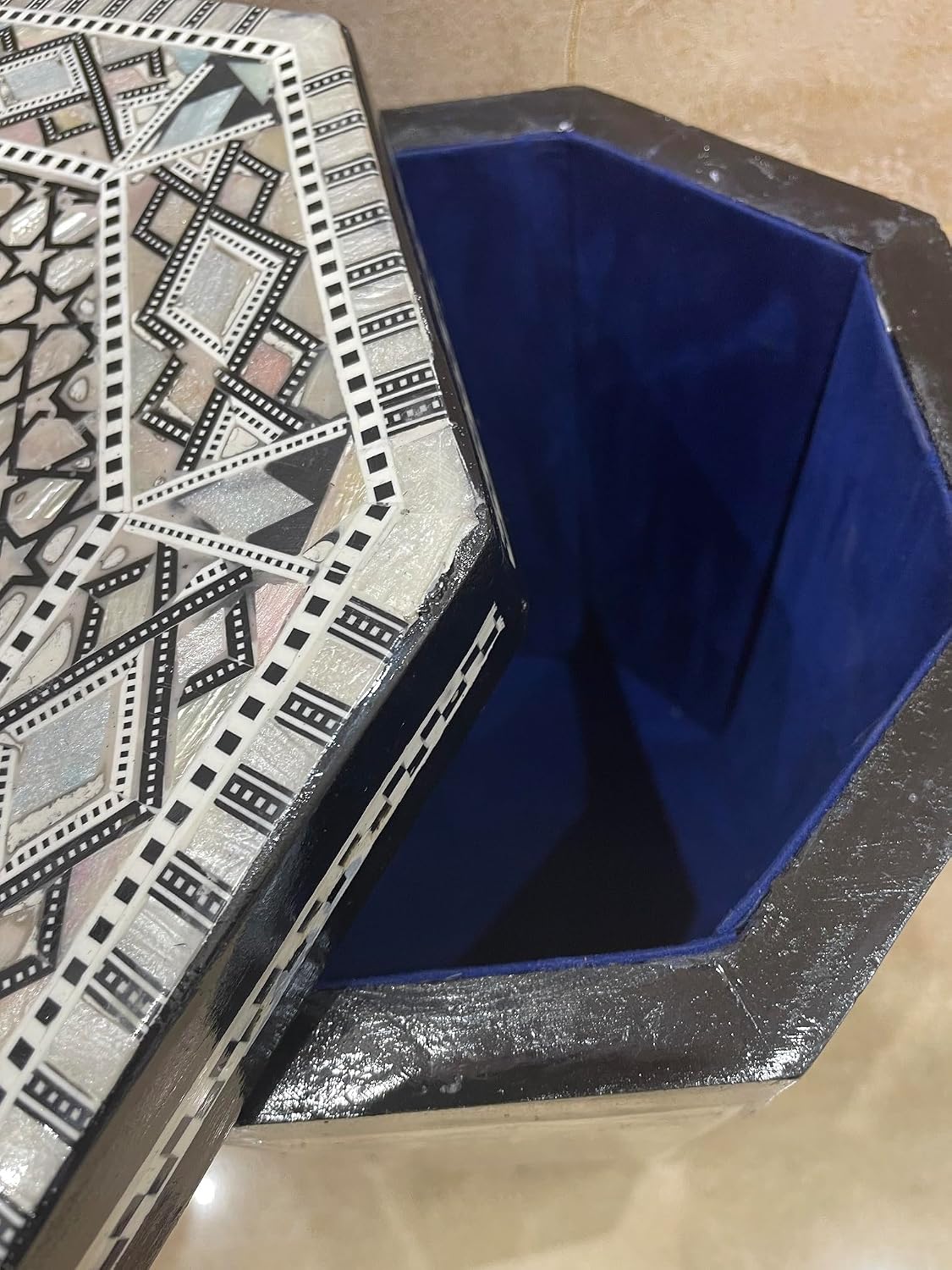 Morrocan Table Design Mother of Pearl Inlaid,Arabic Side Corner cofee Table for Living Room (Classic B)