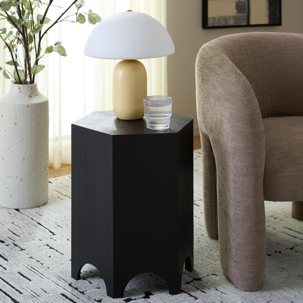 SAFAVIEH Home Collection - Barahan Hexagon End Table, Black Accent Side Table, Fully Assembled (ACC2309A)
