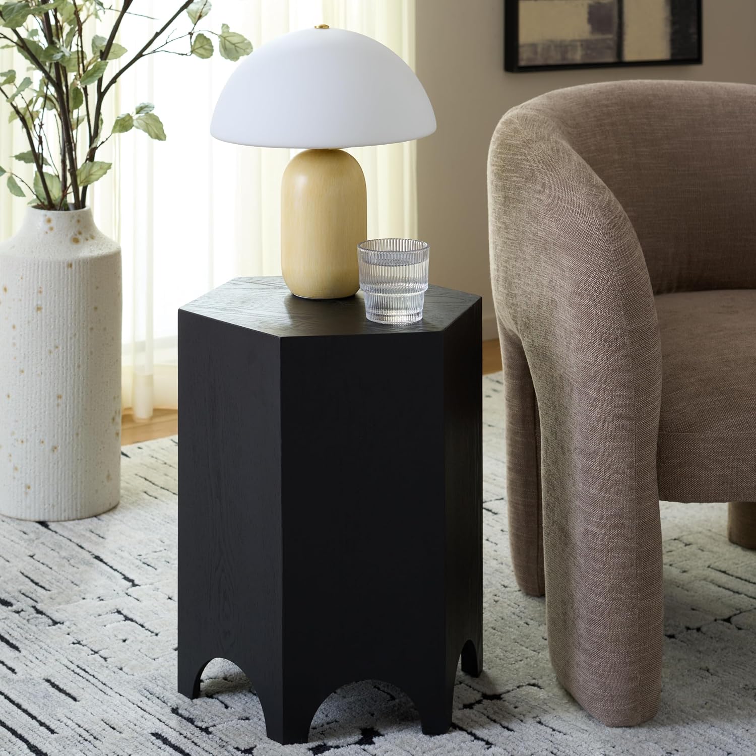 SAFAVIEH Home Collection - Barahan Hexagon End Table, Black Accent Side Table, Fully Assembled (ACC2309A)