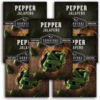 Jalapeño Pepper Seeds for Planting | Hot Heirloom Non-GMO Peppers for Pickling & Salsas – Survival Garden Seeds (5 Packs)
