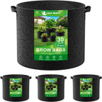 Land Guard 4-Pack Fabric Grow Bags 30 Gallon, Thickened Nonwoven Garden Pots, Growing Bags with Handles, Black