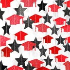 Red-Black Graduation-2025 Class Party-Decorations Garland - Congrats Grad Hat Star Banner Streamers,Senior High School Night College Congratulations Decor Supplies Ouruola