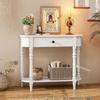 Giantex 2-Tier Narrow Console Table, 36" White Entryway Table with Storage Drawer & Elegant Legs, Wooden Sofa Table with Open Shelf for Living Room, Foyer, Hallway, Bedroom, Entrance