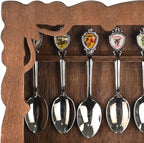 Ikee Design Wooden 30-Souvenir Spoon Display Case Cabinet, Wall-Mounted Tea Spoon Rack with Tempered Glass Suitable for Collection Display, 13.4W x 2.6D x 15.7H in