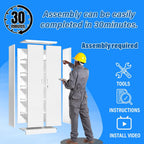 BESFUR Metal Storage Cabinets with Locking Doors and Adjustable Shelves, 71" H Steel Storage Cabinet for Garage, Office, Classroom - White