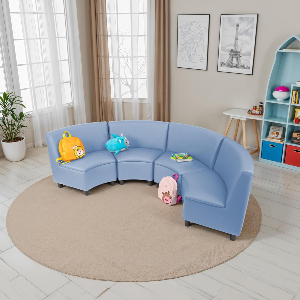 FDP Kid Comfort Collective Modular Wedge Chairs, 4-Pack - Powder Blue