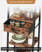 CHOEZON 5 Tier Ladder Shelf with Drawer, Tall Ladder Bookshelf, Standing Bookcase with Metal Frame for Living Room, Bathroom, Home Office, Study, Balcony, Rustic Brown and Black TCJ07BF