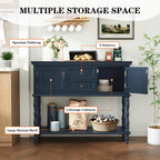 ARTPOWER Console Table with 2 Drawers, Retro Entryway Table with 2 Door | Solid Wood Veneer Entry Table, Behind Couch Sofa Table with Open Storage Shelf for Living Room, Foyer, Hallway