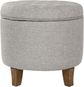 HomePop 19" Button Tufted Round Storage Ottoman - Gray Fabric