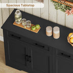 usikey 55" Buffet Cabinet with Storage and Drawers, Large Sideboard Buffet Cabinet with Adjustable Shelves and Doors, Modern Coffee Bar for Kitchen, Living Room, Black