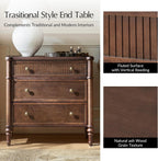 HULALA HOME Traditional End Table with Charging Station, Fluted End Tables with Wood Drawers and Solid Wood Spindle Legs, 28 Inch Wide Storage Set of 2, Walnut