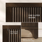 Mid Century Modern Fluted Buffet Cabinet with Storage, Accent Sideboard and Credenza Storage Cabinet with Doors, Wood Coffee Bar Console for Kitchen, Living Room (Walnut Brown, 47" 2-Door)