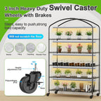 Abimars 5-Tier Greenhouse with Grow Light, Shelf Height Adjustable Metal Plant Shelf with PVC Cover and Wheels, Includes 5-Pack 2900K Full Spectrum Plant Lights, 21x49x80inch