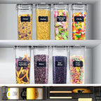 Tiawudi 2 Pk Airtight Cereal Containers Storage Set 135.2oz/4L Each,Food Storage Containers, Large Cereal Dispenser, Kitchen Pantry Organization Containers, with Labels and Measuring Spoons