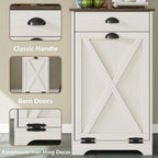 Furniouse Single Tilt Out Trash Can Cabinet with Drawer, 10 Gallon Wood Garbage Cabinet for Kitchen, Antique White