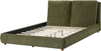 Merax Queen Linen Blend Platform Bed with 2 Headboard Pillows, Olive Green
