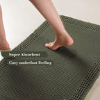RESARE Waffle Bath Mat for Bathroom, Super Absorbent Bathroom Rugs Non Slip Machine Washable, Ultra Soft Quick Dry Boho Bath Rugs with Tassels for Floor, Upgraded Bordered Design, 24"x36" Green