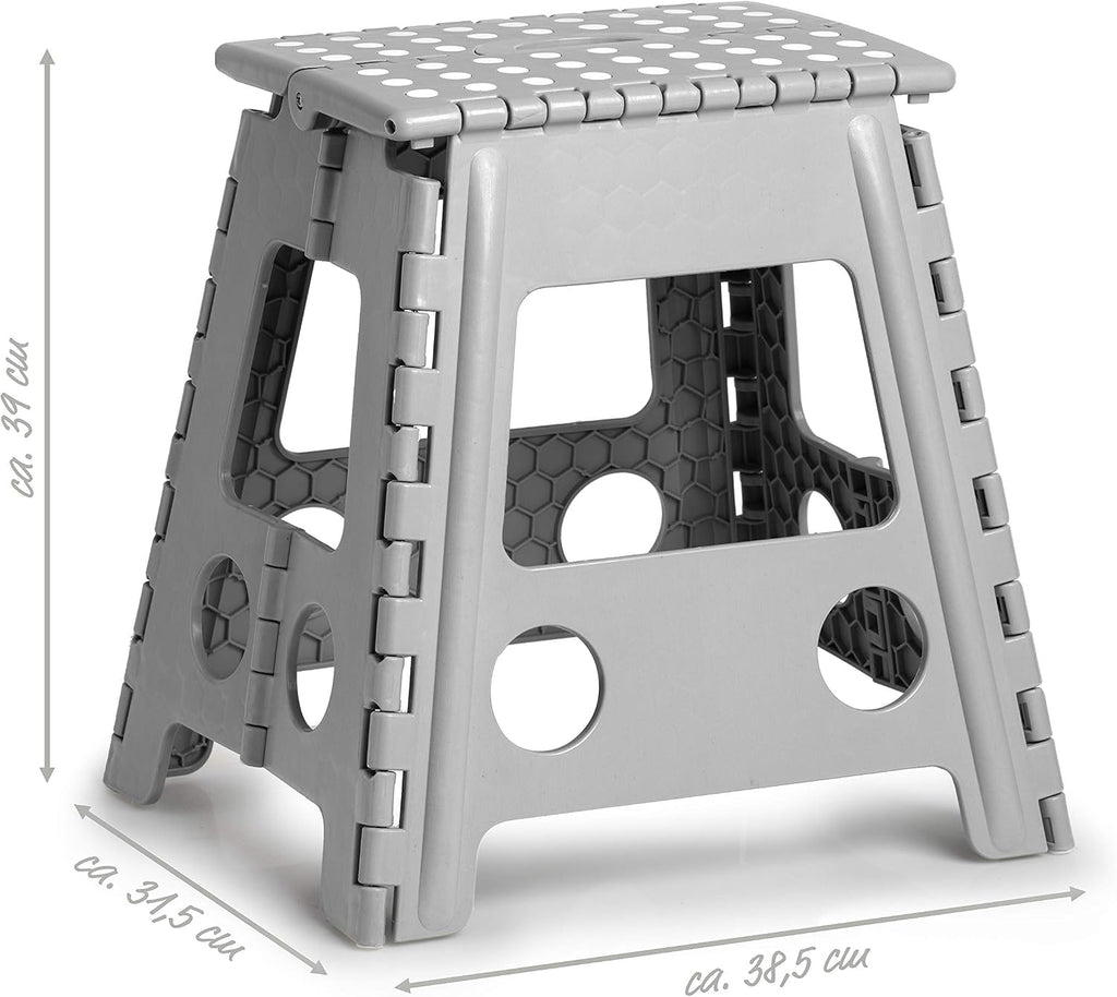 Zeller Present - Schöner Leben. Praktisch WOHNEN. Zeller 13036 Premium Klapphocker faltbar, Kunststoff, grau, TÜV geprüft, belastbar bis 150 kg, ca. 38,5 x 31,5 x 39 cm, Plastik, groß