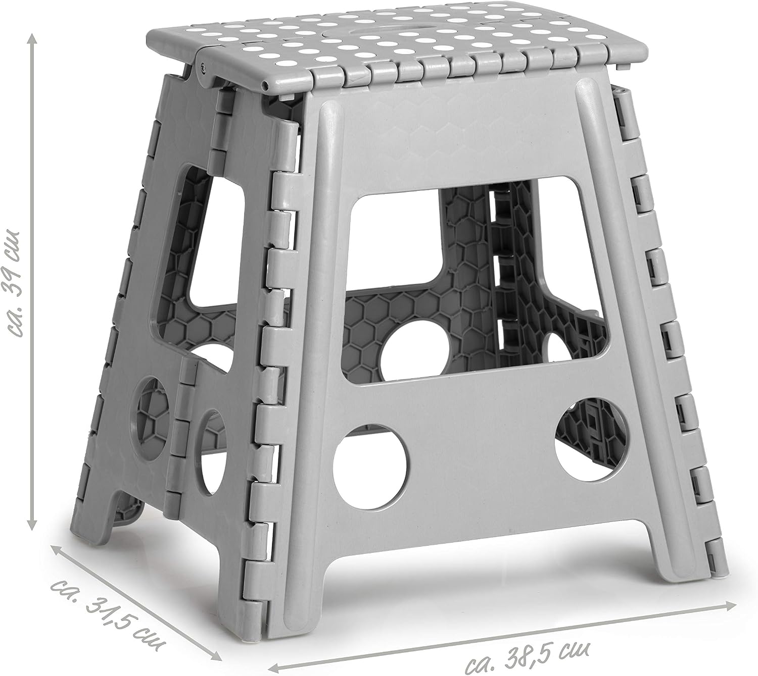 Zeller Present - Schöner Leben. Praktisch WOHNEN. Zeller 13036 Premium Klapphocker faltbar, Kunststoff, grau, TÜV geprüft, belastbar bis 150 kg, ca. 38,5 x 31,5 x 39 cm, Plastik, groß